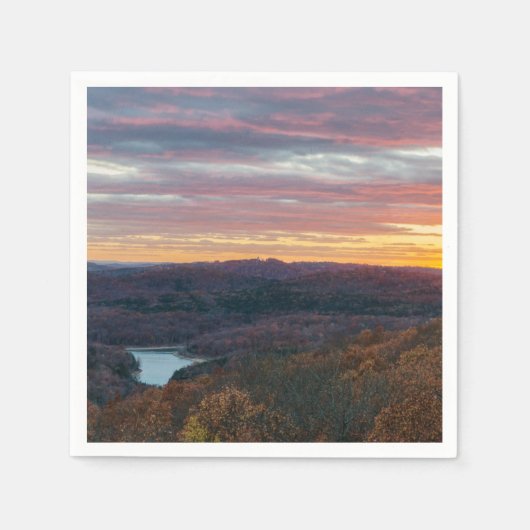 Ozark Mountains Autumn Sunset Paper Napkin Servet (Voorkant)