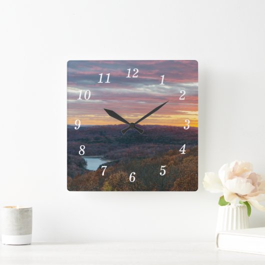 Ozark Mountains herfst zonsondergang muur klok (Huis)