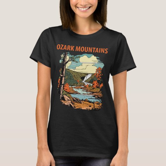 Ozark Mountains Rivier Herfst Reis T-shirt (Voorkant)