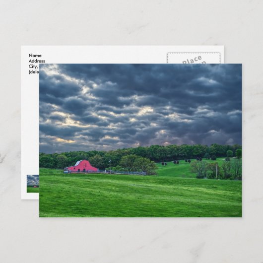 Ozarks Cloudy Boerderij Sunset Briefkaart (Voorkant / Achterkant)