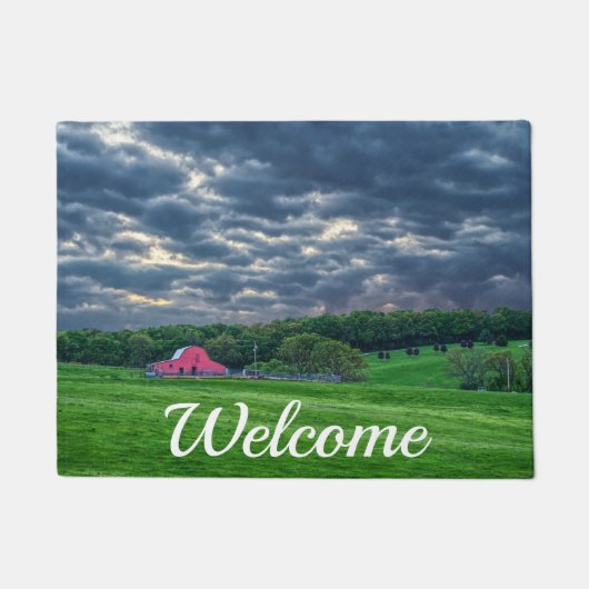 Ozarks Cloudy Boerderij Sunset Welcome Doormat Deurmat (Voorkant)