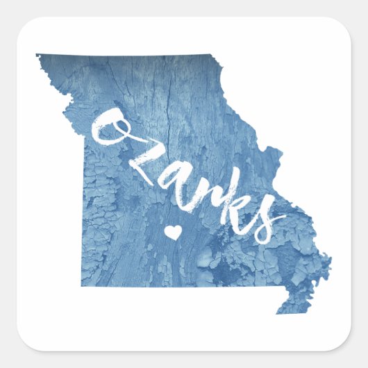 Ozarks, Missouri Wood Grain Vierkante Sticker (Voorkant)