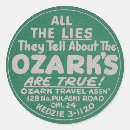 Ozarks Vintage Reisbagage Label (Voorkant)