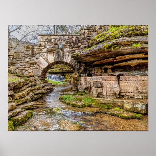 Ozarks Waterfall under Bridge Poster (Voorkant)