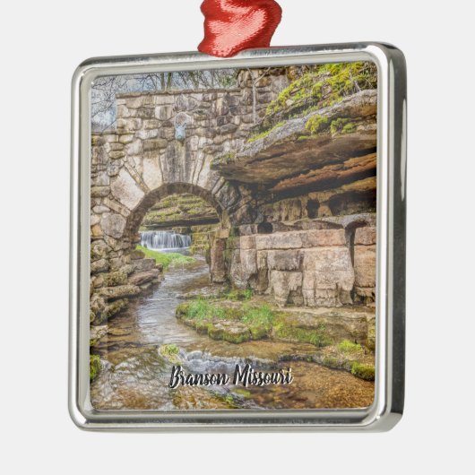 Ozarks Waterfall under Bridge Premium Ornament (Links)