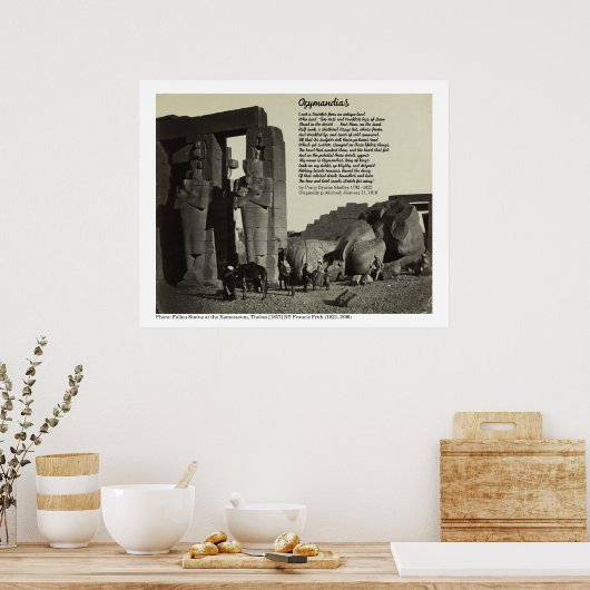 Ozymandias en Gevallen Standbeeld in het Ramesseum Poster (Keuken)