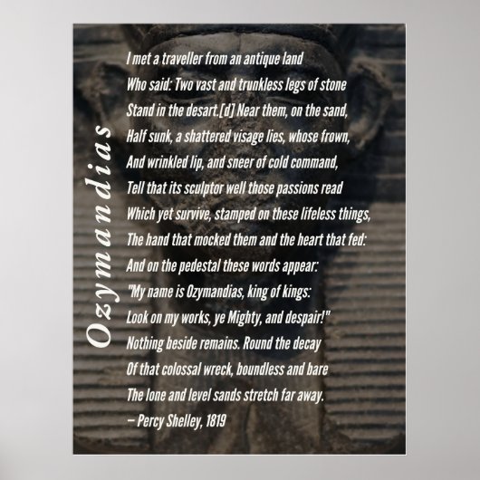 Ozymandias Poem by Percy Shelley, 1819 Poster (Voorkant)