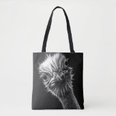 Ozzie Ostrich Black en White Tote Bag (Voorkant)
