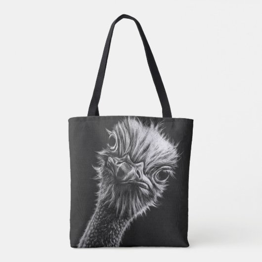Ozzie Ostrich Black en White Tote Bag (Achterkant)