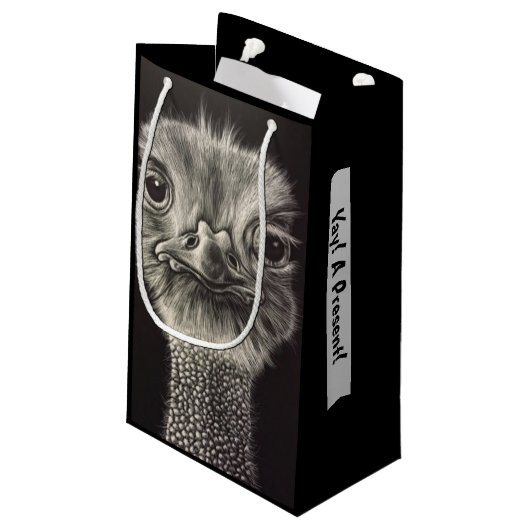 Ozzie Ostrich Gift Bag Klein Cadeauzakje (Achterkant Gekanteld)