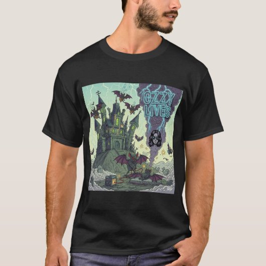 Ozzy Lives-Haunted House T-shirt (Voorkant)