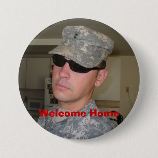 P102004, Welkom thuis Ronde Button 7,6 Cm (Voorkant)