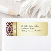 P1 Elegant Goud Paarse Damask Diamond Label (Insitu)