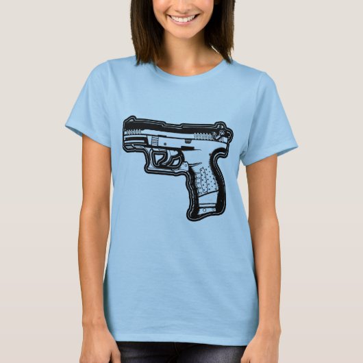 p22 pistool vuurwapenstencil grafisch t-shirt (Voorkant)