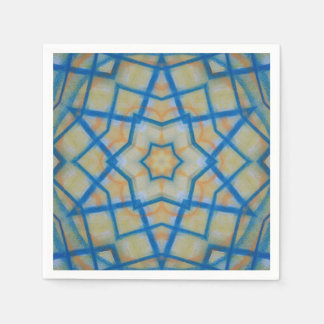 P25C Unieke Blauwe Gele Kleurrijke Abstracte Manda Servet
