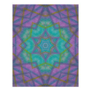 P36C Unieke Kleurrijke Abstract Ster Mandala Perfect Poster