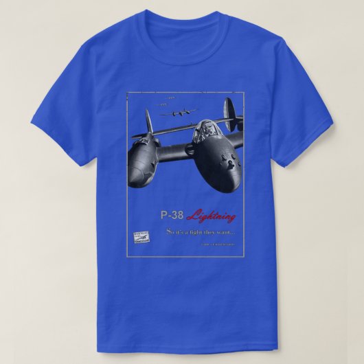 P38 Lightning WW2 Amerikaanse jager T-shirt (Design voorkant)