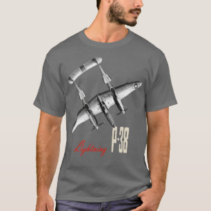 P38 Lightning WW2 gevechtsvliegtuig vliegtuig T-shirt