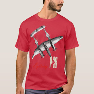 P38 Lightning WW2 jachtvliegtuig vliegtuig T-shirt
