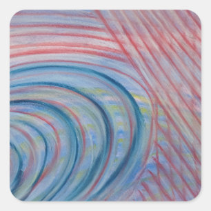 P43 Blauw Rood Geel Kleurrijk Abstract Kunst Vierkante Sticker