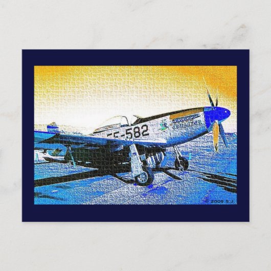 "P51 Mustang" © 2009 S.J. Briefkaart (Voorkant)