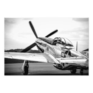 P51 Mustang B&W Foto Afdruk