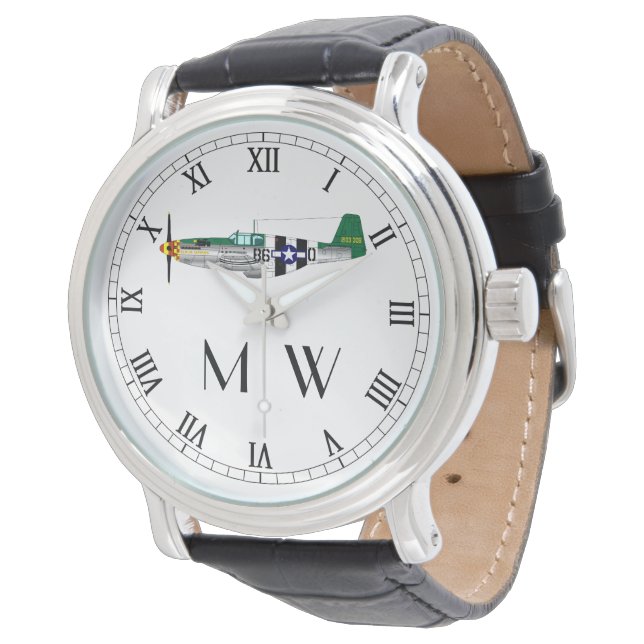 P51 Mustang | Eenvoudig classificatievlak Horloge (Gekanteld)