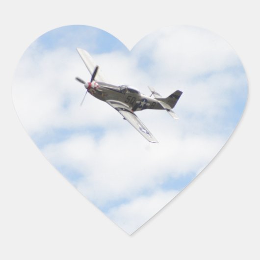 P51 Mustang in vlucht Hart Sticker (Voorkant)
