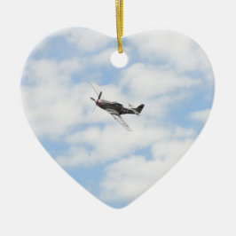P51 Mustang in vlucht Keramisch Ornament