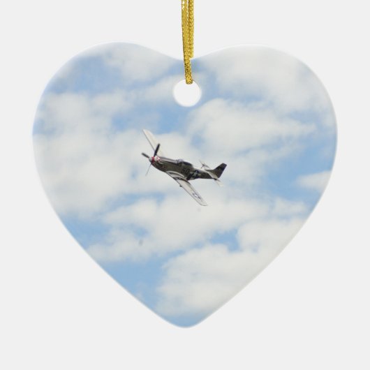 P51 Mustang in vlucht Keramisch Ornament (Voorkant)