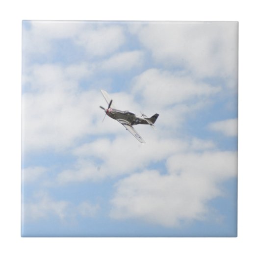 P51 Mustang in vlucht Tegeltje (Voorkant)