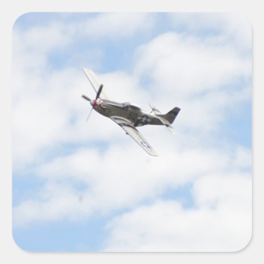 P51 Mustang in vlucht Vierkante Sticker (Voorkant)