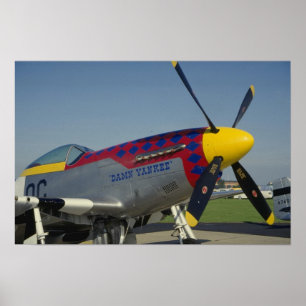 P51 Mustang, neushoorn/propeller met neuskunst Poster