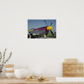 P51 Mustang, neushoorn/propeller met neuskunst Poster (Keuken)