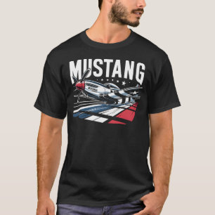 P51 Mustang - rood, wit en blauw T-shirt