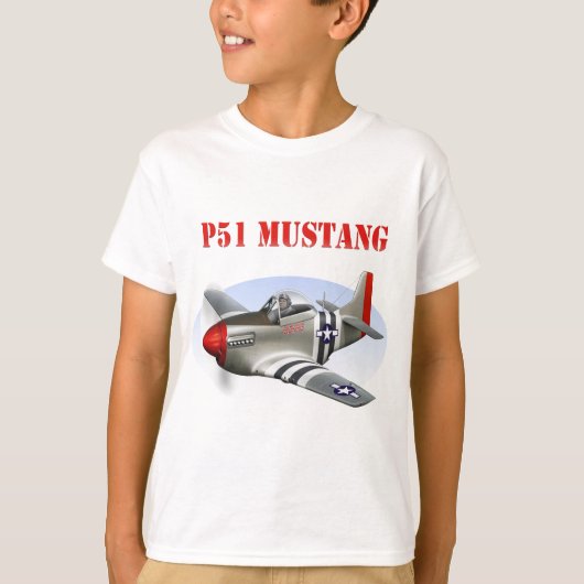 P51 Mustang Silver-Red Plane T-shirt (Voorkant)