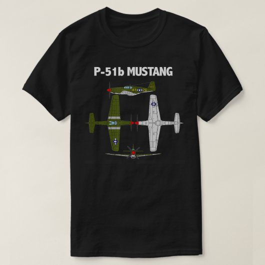 P51 Mustang-Vliegtuig T-shirt (Design voorkant)