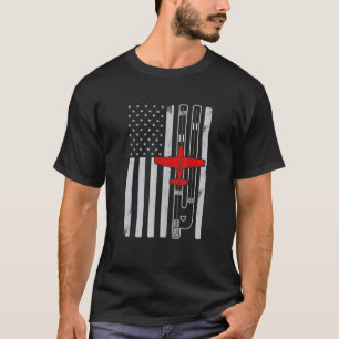 P51 Mustang Ww2 vliegtuig Amerikaanse Vlagbaan P51 T-shirt