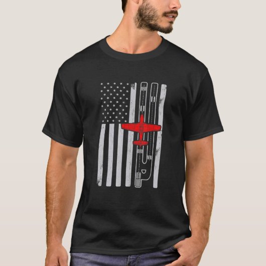 P51 Mustang Ww2 vliegtuig Amerikaanse Vlagbaan P51 T-shirt (Voorkant)