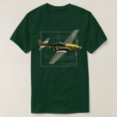 P51 Mustang WW2 Vuurvliegtuig T-shirt (Design voorkant)