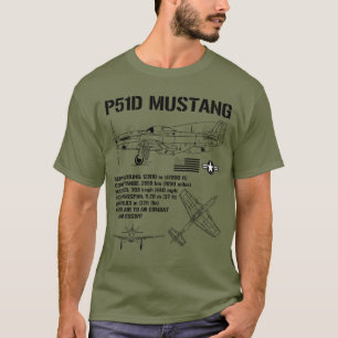 P51 Mustang WWII Fighter Specs Militair Vliegtuig  T-shirt