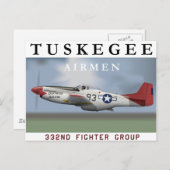 P51D "Red Tail" Mustang Briefkaart (Voorkant / Achterkant)