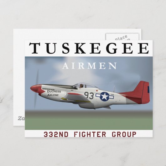 P51D "Red Tail" Mustang Briefkaart (Voorkant / Achterkant)