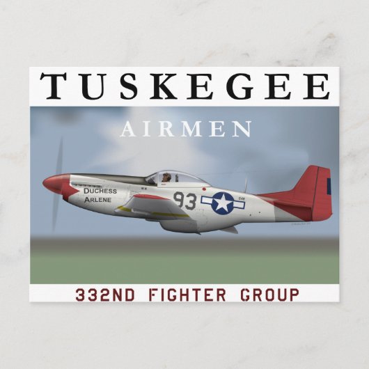 P51D Red Tail-strijder, gevlogen door Tuskegee Air Briefkaart (Voorkant)