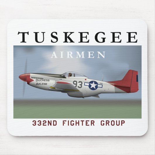 P51D Red Tail-strijder, gevlogen door Tuskegee Air Muismat (Voorkant)