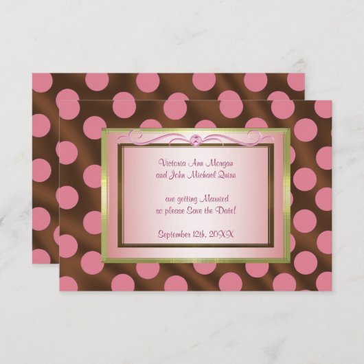 P6 Roze bruine zijderoute polaire dot Sla de datum Save The Date (Voorkant / Achterkant)