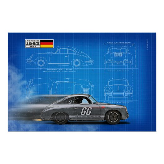 P 356 Blueprint Perfect Poster (Voorkant)