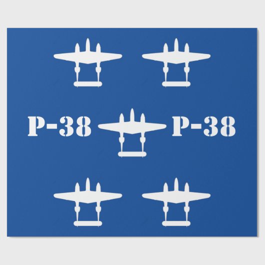 P-38 Bliksem Blauw & Wit Cadeaupapier (Vlak)