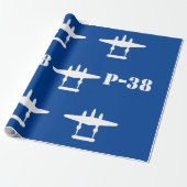 P-38 Bliksem Blauw & Wit Cadeaupapier (Uitgerold)