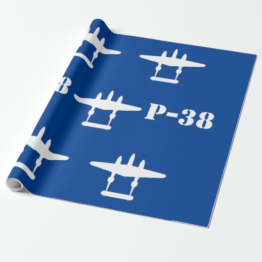 P-38 Bliksem Blauw & Wit Cadeaupapier (Uitgerold)